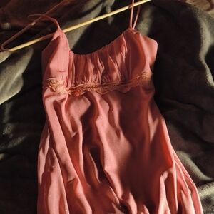 Taboo Coral Pink Lace-Trim Slip Dress